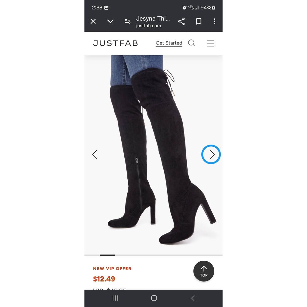 New 9E JustFab Black Jesyna Chunky High Heel Over the Knee Thigh High Boots